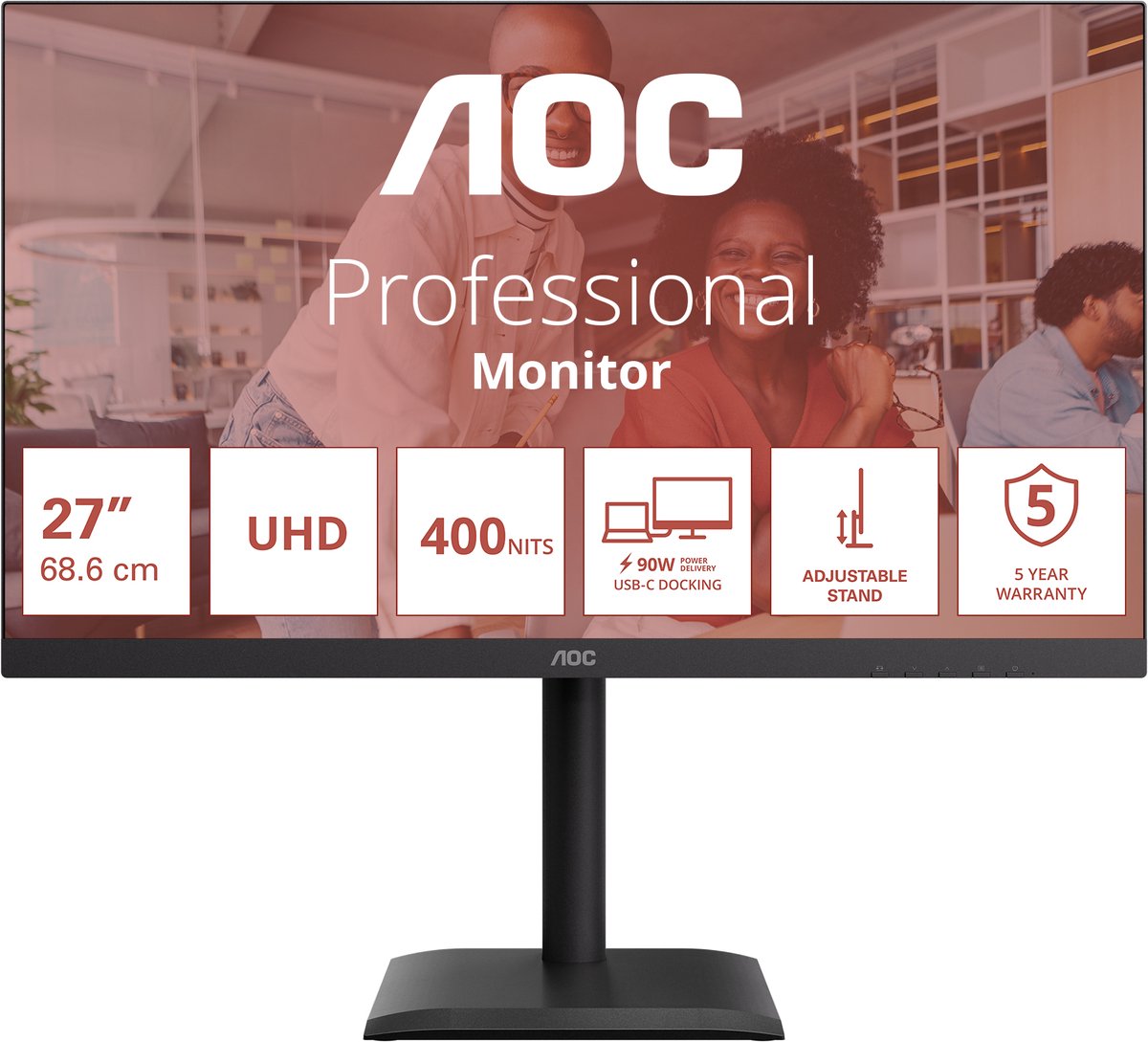 AOC – U27E4CV – 27 inch 4K UHD monitor – IPS – USB-C hub thumbnail 6