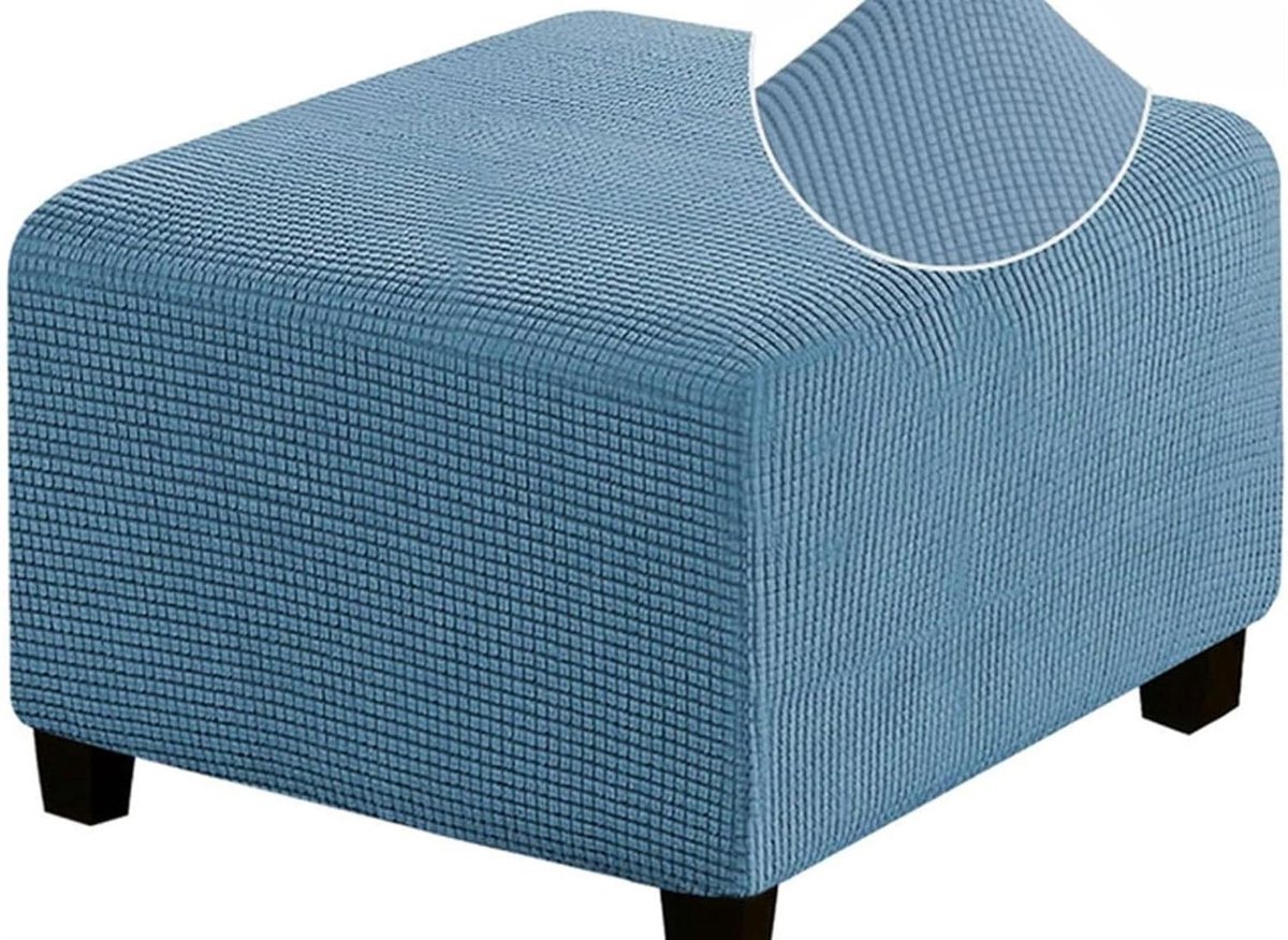 Ottomaanse Hoes - Voetenbank Cover Kruk - Meubels Beschermen - Verdikte Fluweel Stof - 33-39 inch - Donkerblauw