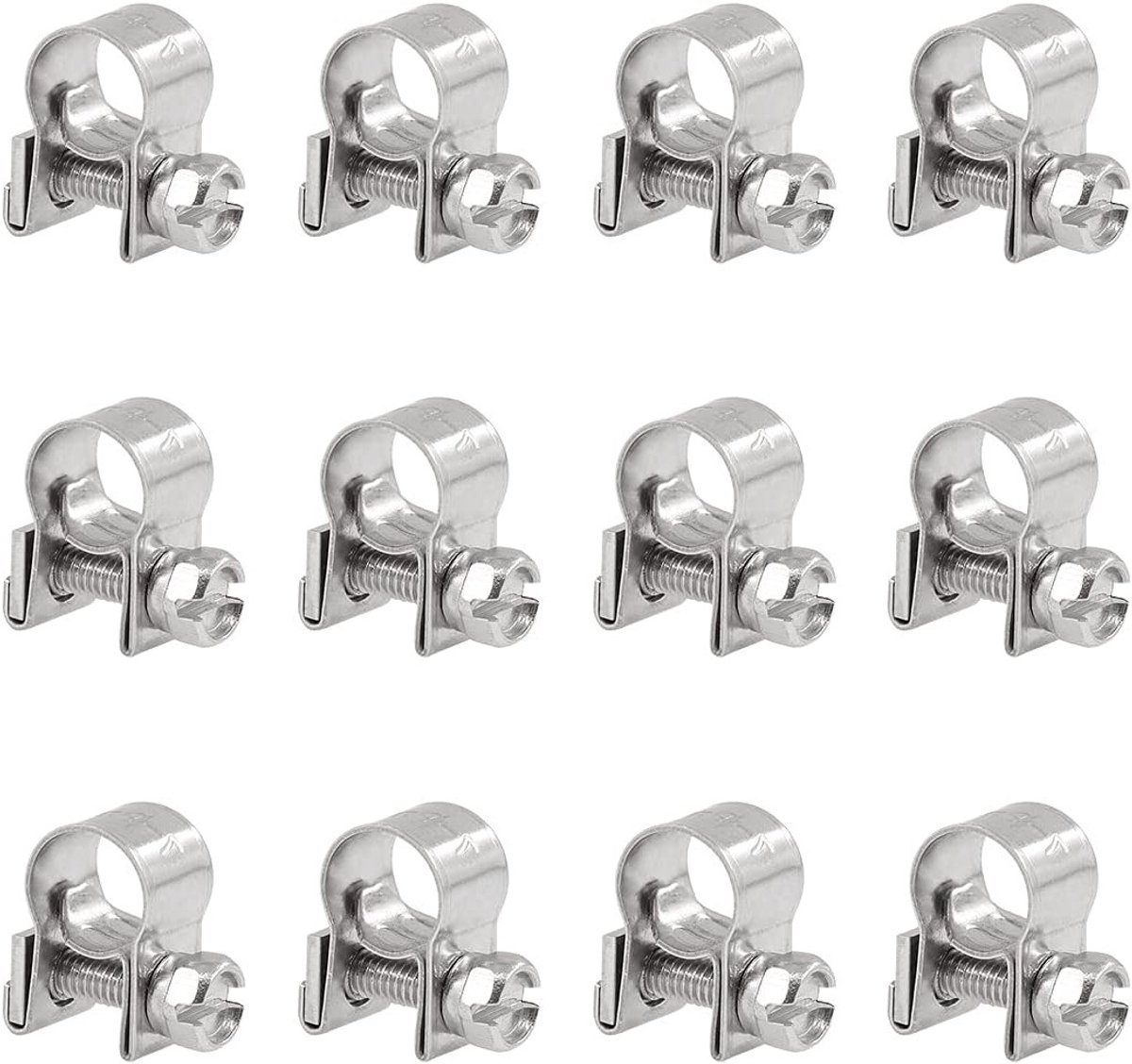 12-pack RVS mini brandstofinjectieslang klemmen - verstelbare buisklemmen set voor 7-9mm slangen en leidingen