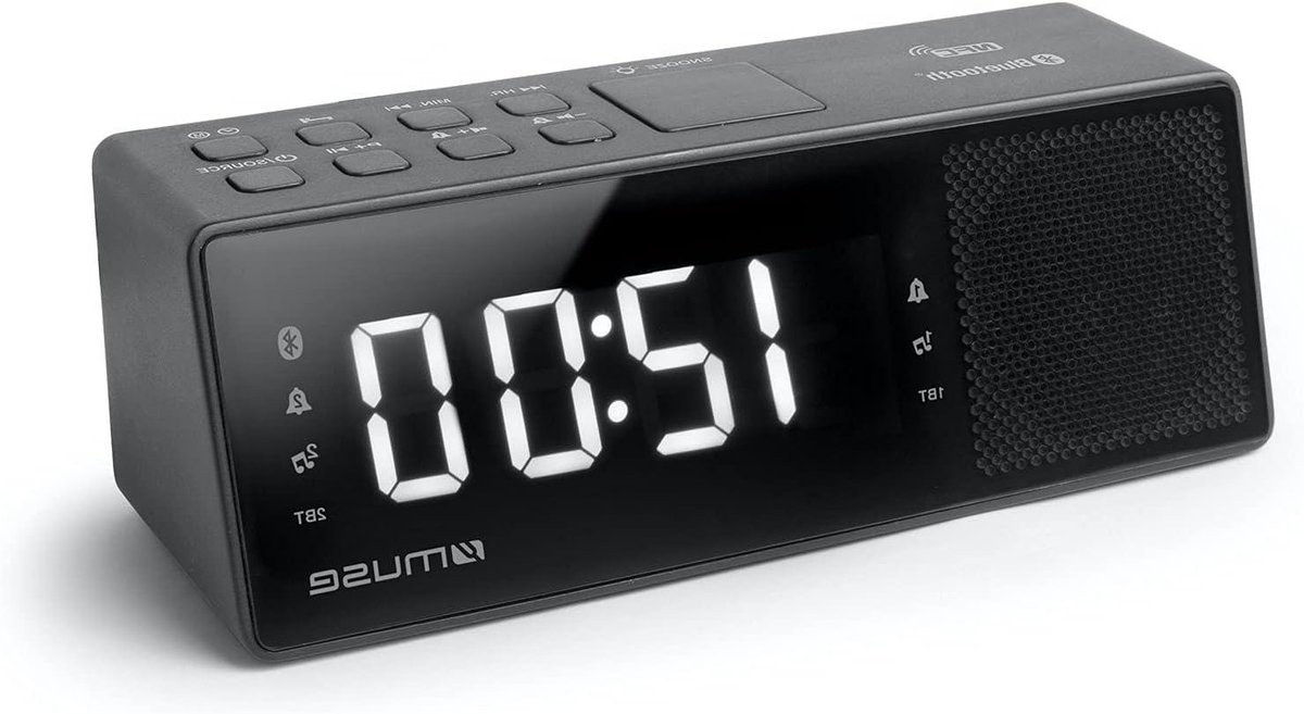 Digitale Klokradio - Wekker Radio - Wakker Worden - Dubbel Alarm - Wit LED Display - Zwart