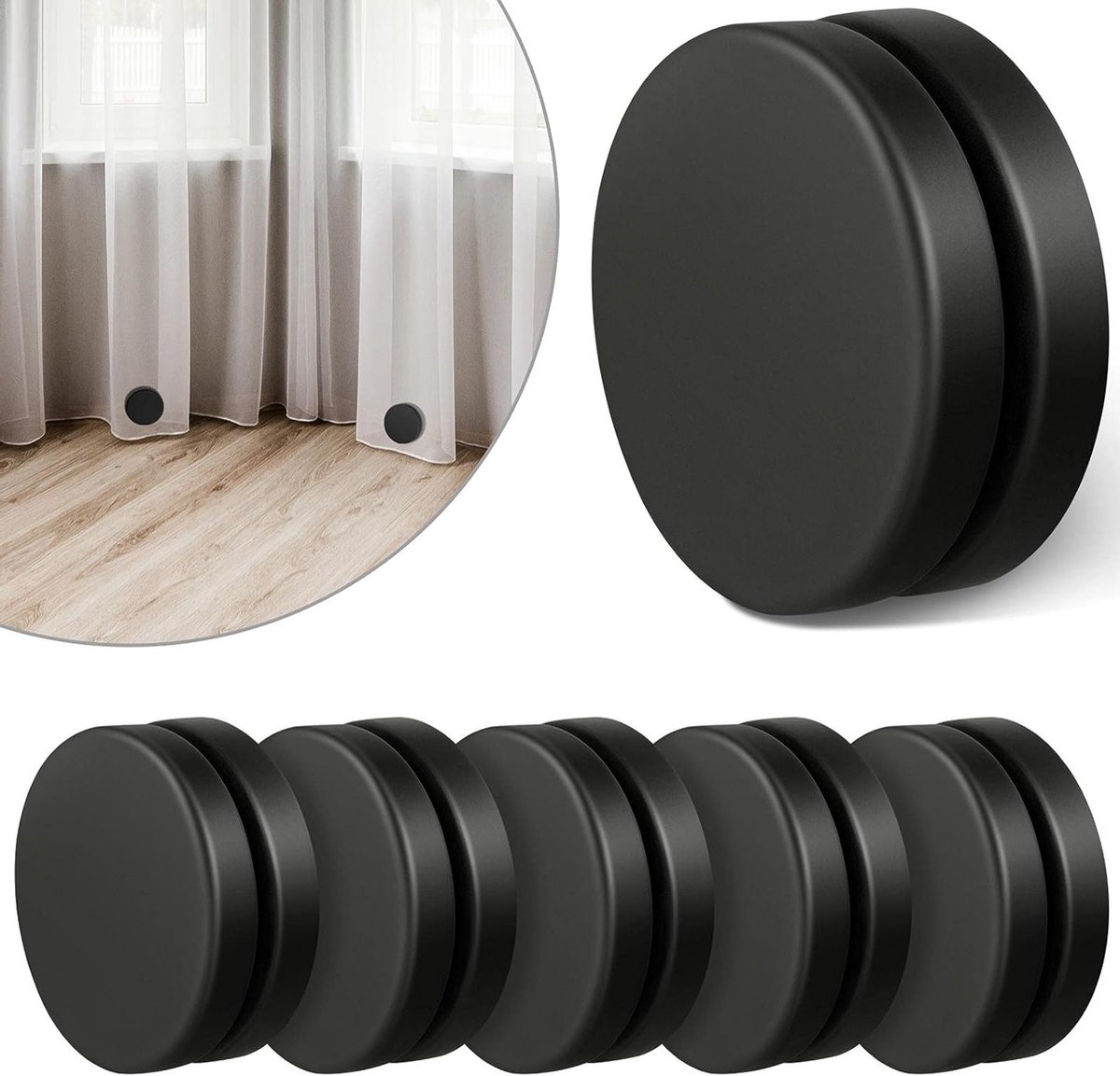 Ronde magnetische gewichten voor douchegordijnen en tafelkleden - 0.3kg, waterdicht, zonder naaien, 6 paar