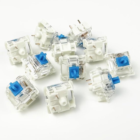 Mechanische Toetsenbord Schakelaars - Toetsenbordonderdelen Clicky Switches - Gaming en Typen - Voorgesmeerd en Versterkt - 108 stuks - Blauw — afbeelding 4