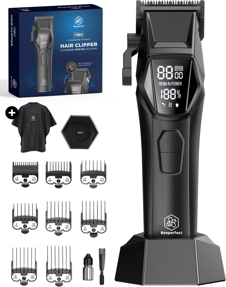 Professionele Draadloze Tondeuse - Beeperfect®- Tondeuse Mannen Hoofdhaar - Haartrimmer - Kapper Haar Machine - Haartondeuse - Trimmer Baard - Trimapparaat - Barber Hair Clipper - Kapper Trimmer - 0.5-19MM