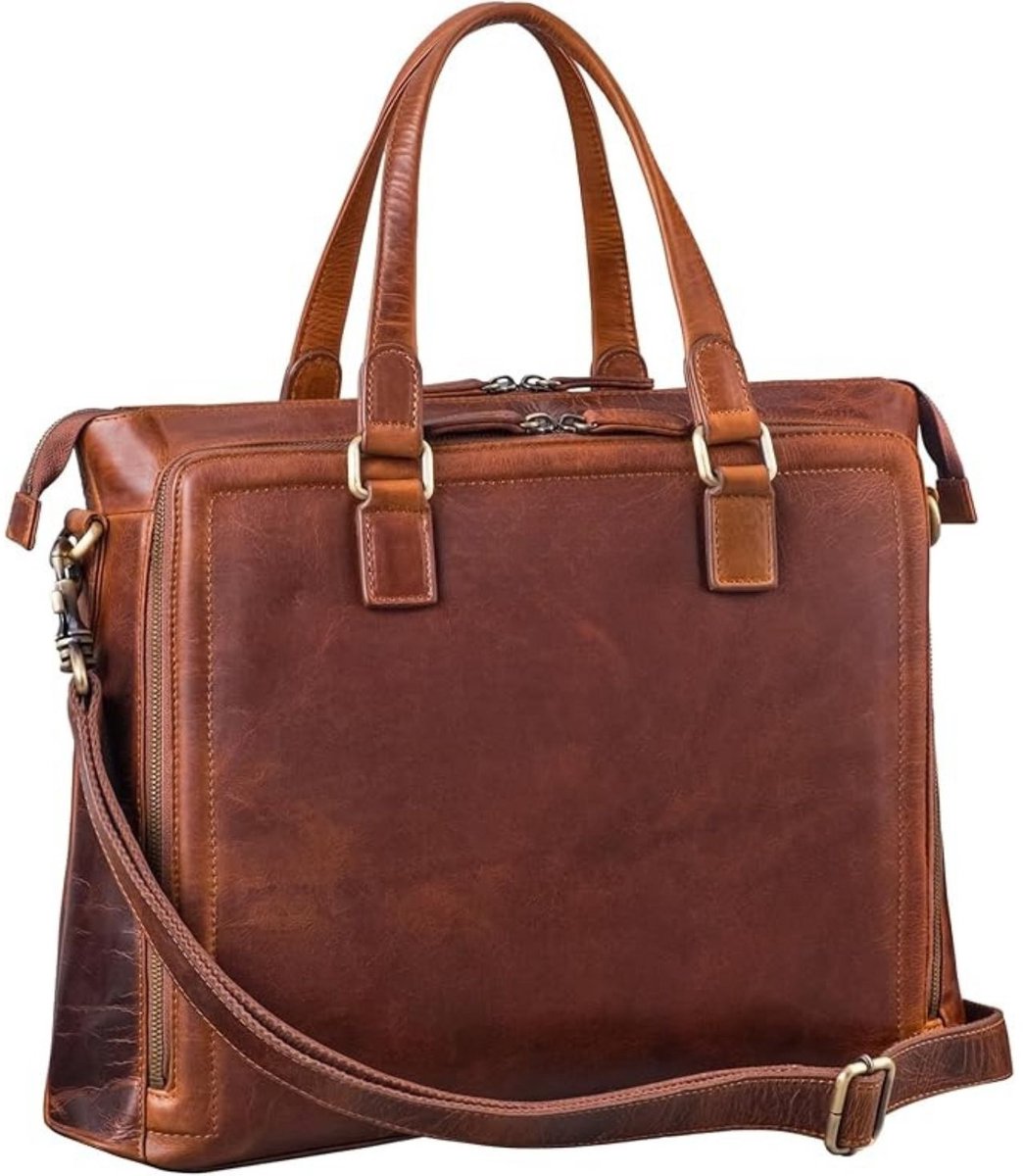 Leren Laptoptas - Laptoptas - Leren Tas - Luxe Leren Laptoptas - Werktas - Schoudertas - Business Tas - Leren Business Tas - 15 inch - Donkerbruin - van Imperatoris