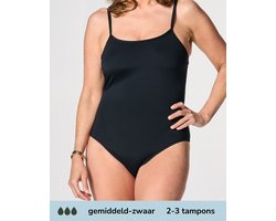 Moodies menstruatie zwemkleding - Badpak- gemiddeld-zwaar kruisje - maat M - Zwart