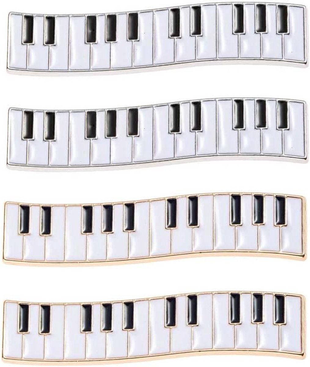 Metalen Haarspeldjes - Pianovorm Clips - Haar Styling - Antislip Ontwerp - 4 Stuks - Zwart Wit