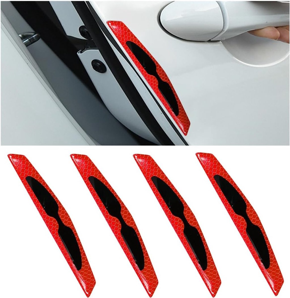 4 Stuks Auto Bumper Strips en Deurrand Beschermers - Universele Anti-Kras Bescherming voor Auto, SUV en Trucks (Rood)