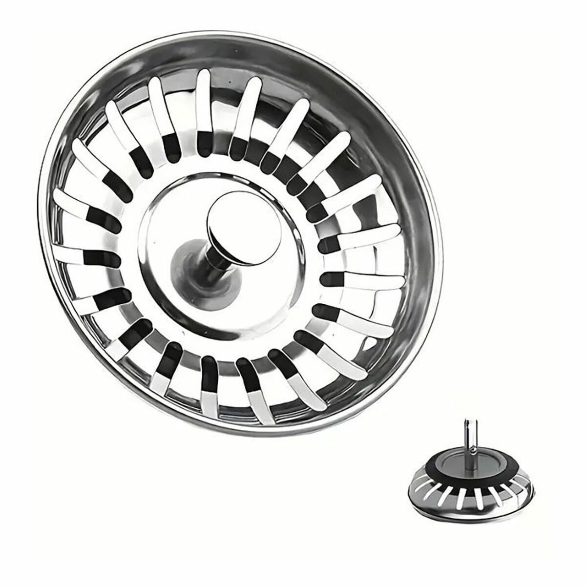 2 stuks roestvrijstalen afvoerstop voor de gootsteen (80 mm), accessoires voor thuis, badkamer en douche - ter vervanging van de afdichtingsring van de gootsteen (twee-in-één afdichtingsring en geleidingsstang).