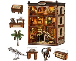 Meedeer DIY Book Nook Kit-Fossielenmuseum-Met LED-DIY poppenhuis-Model bouwen huis met decoraties-Knutselsets voor volwassenen-Verjaardagscadeau Kerstmis