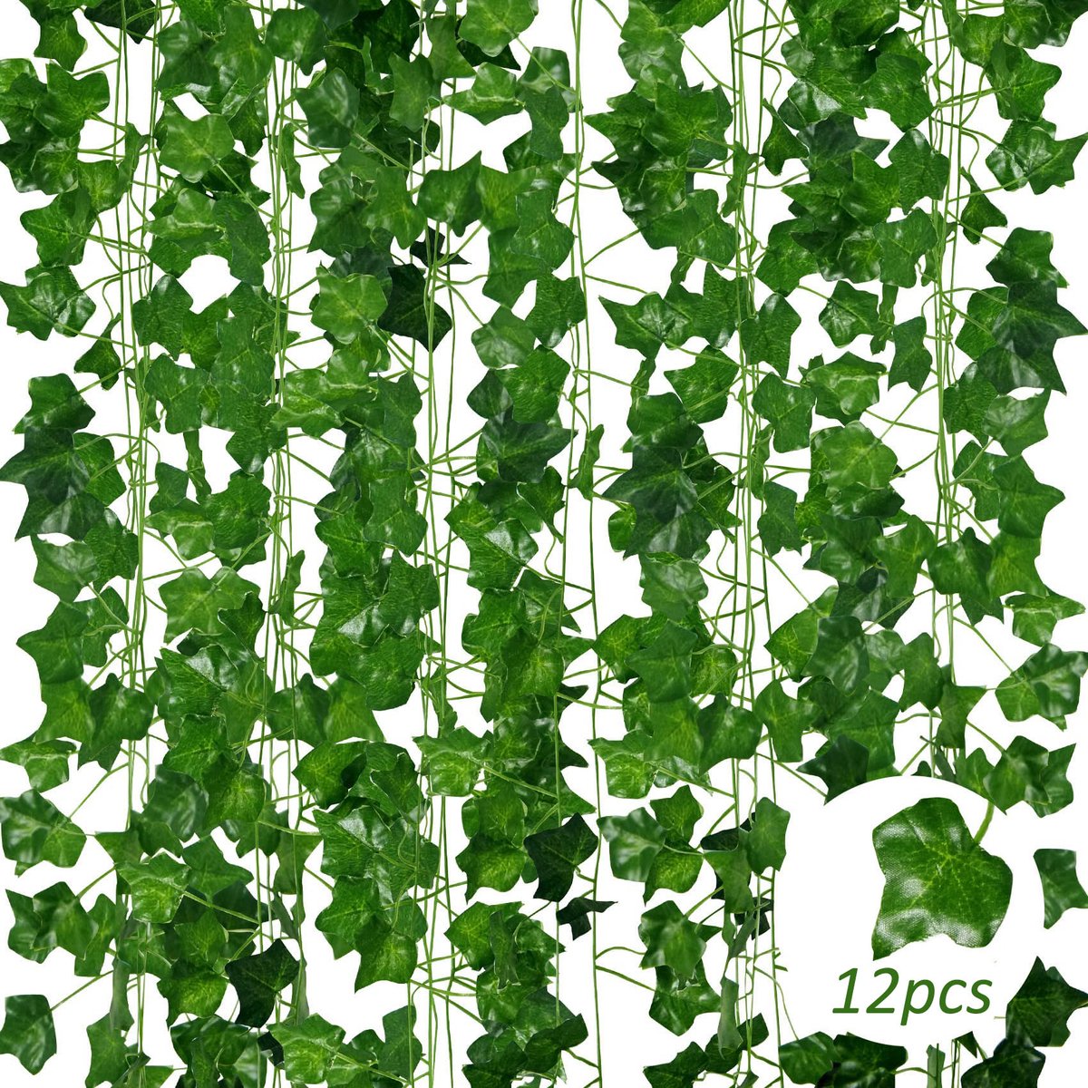 12 Skuks Nep Klimop - Totale Lengte 25.2 Meter - Slingerplanten voor Bruiloft, Tuin en Keuken - Artificial Ivy Vines for Home, Office, Wedding Decoration - Artificial Ivy Vines - Kunstplanten voor Buiten