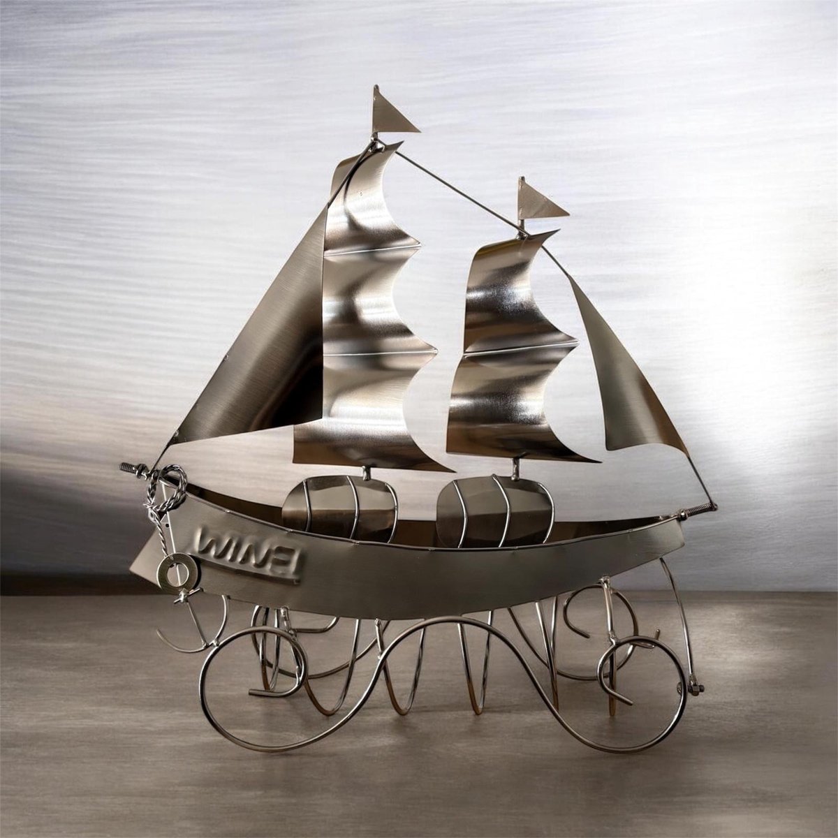 Schip, Wijnfleshouder, Metalen Fleshouder, Decoratieve Schip Fleshouder