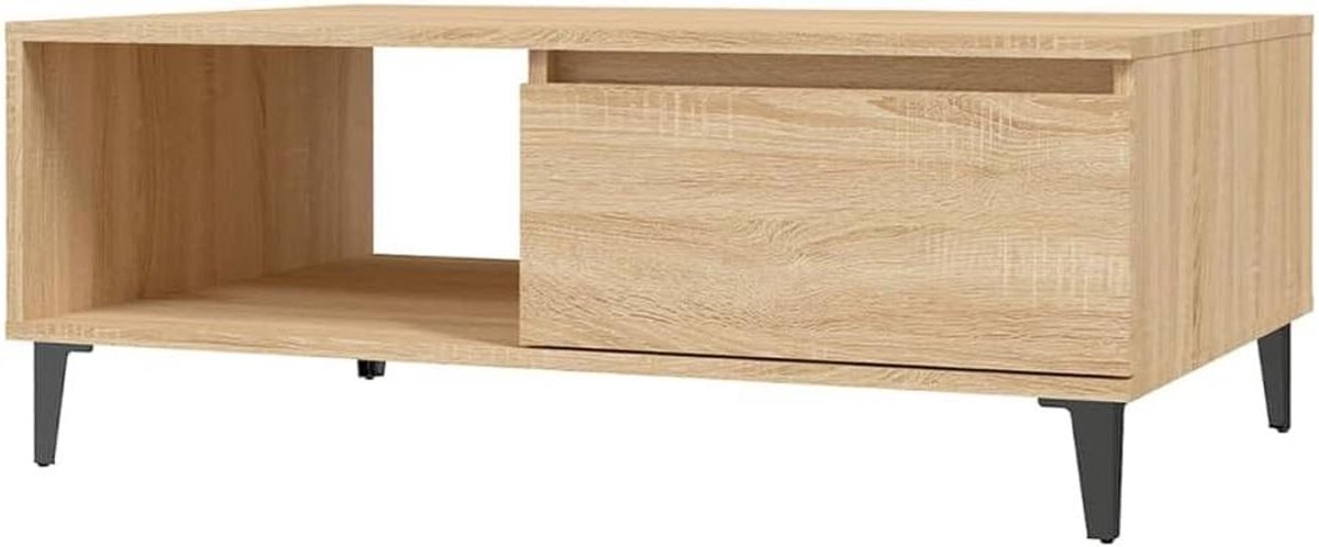 Koffietafel - Salontafel - Woonkamer Inrichten - Stabiele Metalen Poten - 90x60x35 cm - Sonoma Eiken