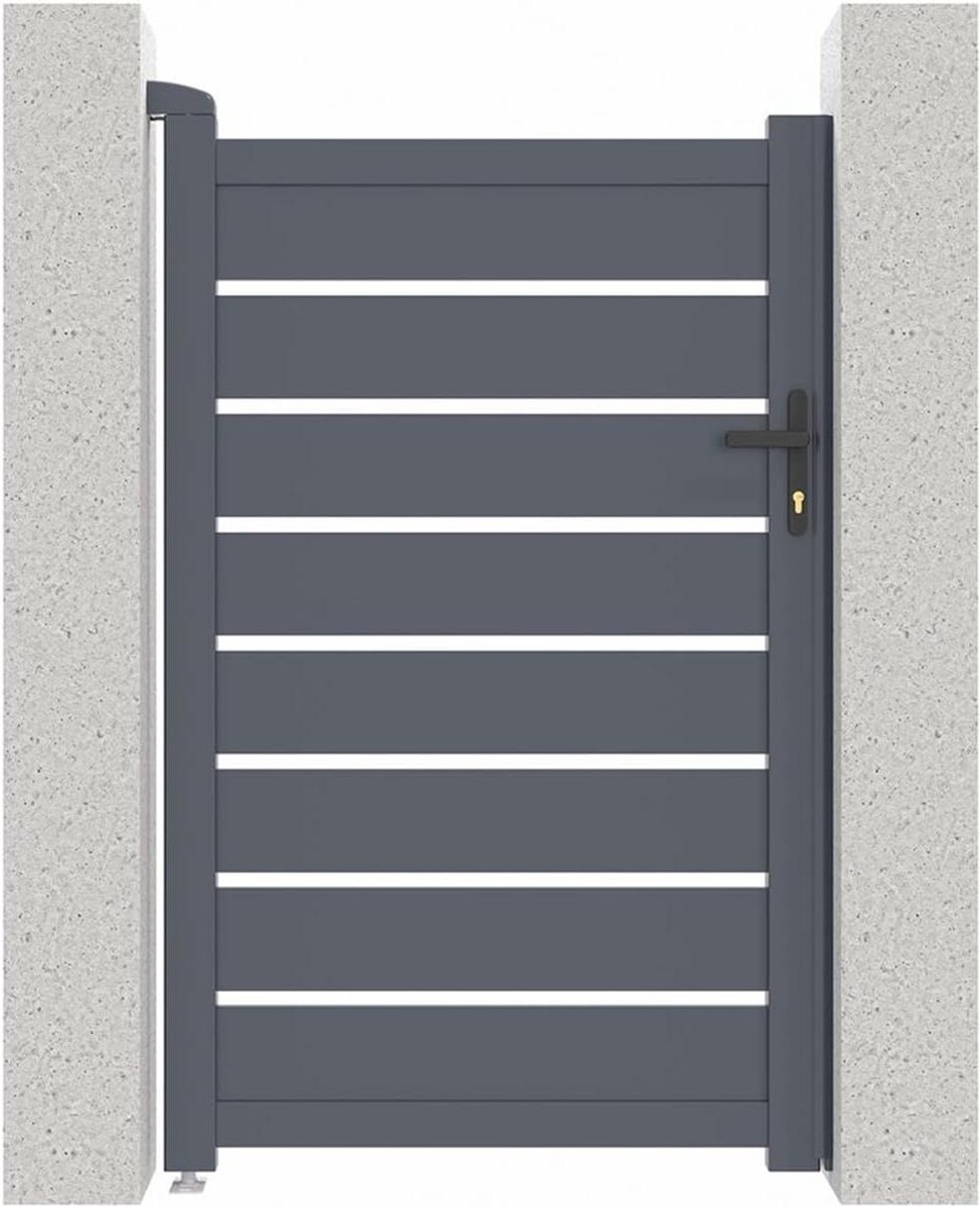 Aluminium Tuindeur - Opengewerkte Poort - Buitenruimte Afschermen - Corrosiebestendig - 100x161 cm - Antracietgrijs