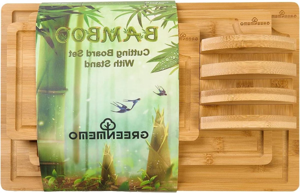 Snijplank Set - Houten Plank - Keukenwerk - Met Houder - 3 Delig - Houtkleur