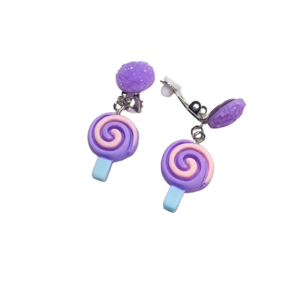 Klipoorbellen.com - Lollipop Purple - Kinderoorbellen - Clipoorbel - Klipoorbellen - Nepoorbellen - Kinder oorbellen clip - oorclips kids