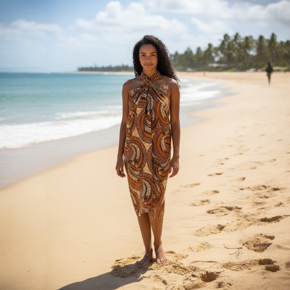 Sarong / pareo / pangi katoen - Strandkleding wikkelrok / strandjurk / omslagdoek / baby wrap - Beige Feather