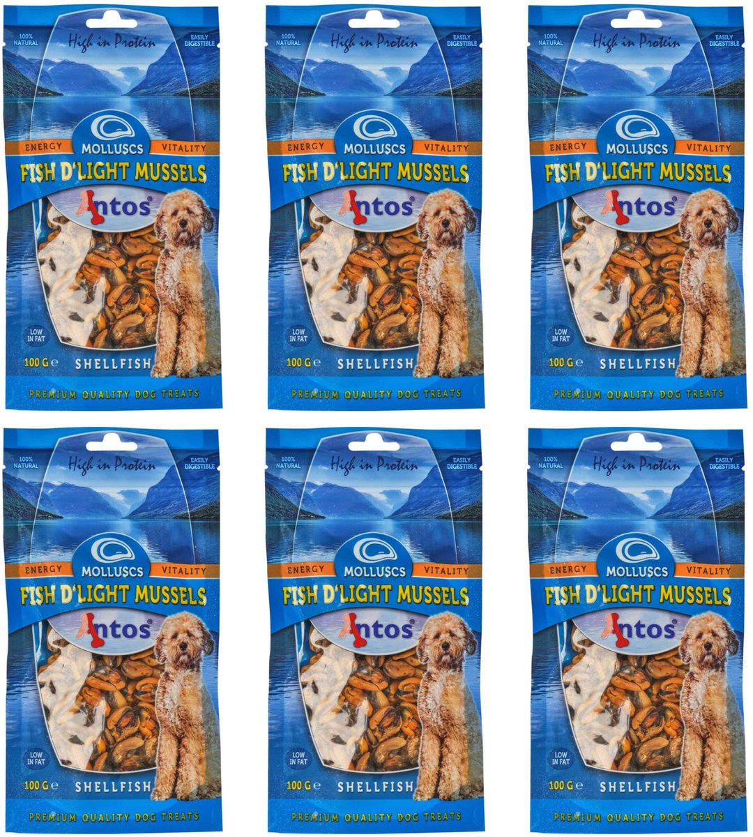 6 x 100% Mosselen Honden Snacks Fish D'light Mussels Natuurlijke Mossels Hondensnacks Hypoallergeen