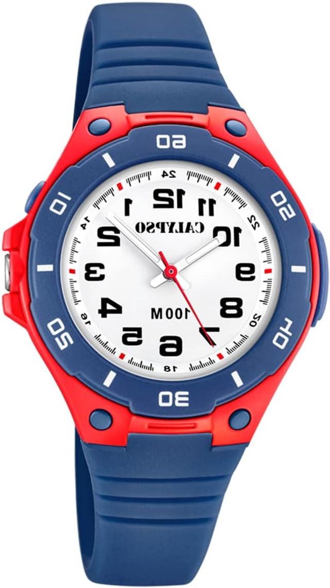 Analoge Quartz Horloge - Kinderhorloge Polshorloge - Dagelijks Gebruik - Rubberen Band - 38.8 mm Kast - Wit Blauw Grijs