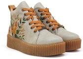 Baskets montantes Goby pour femmes – Imprimé floral beige – Cuir végétalien fait main – Bottes confortables pour femmes – Taille 38
