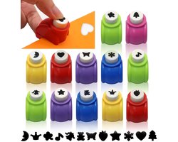 Set van 12 perforators voor kinderen - Figuurpons - mini Papier pons - Creative Pons - vorm pons - Papiersnijders - Tools Ponsen - Embossing Mallen - DIY Hobby ponsen voor knutselen & papierdecoratie - Pons Hart - Vlinder - Willekeurige Kleur