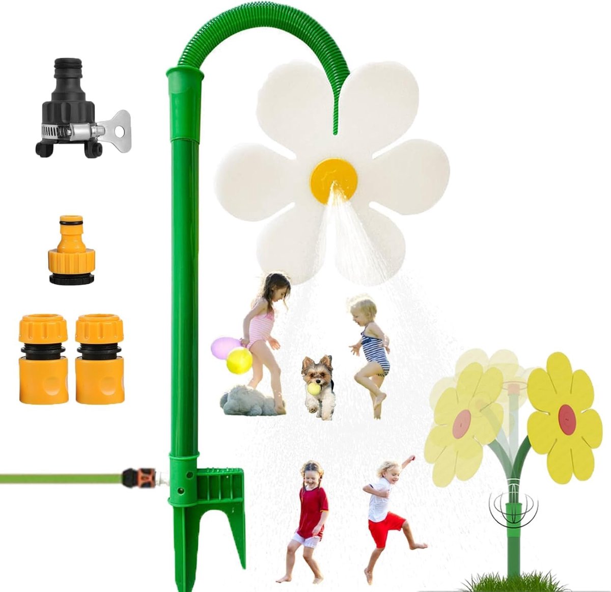 JeiibrZui Tuinsproeier Serie - 106 Cm Hoog - 360° Roterende Bloem Sproeier - Wit