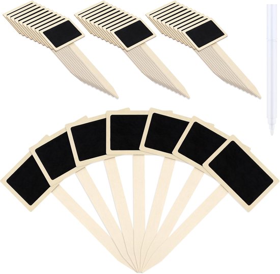 Verpakking van 30 houten T-vormige plantenlabels, mini krijtbordlabels, geschikt voor...