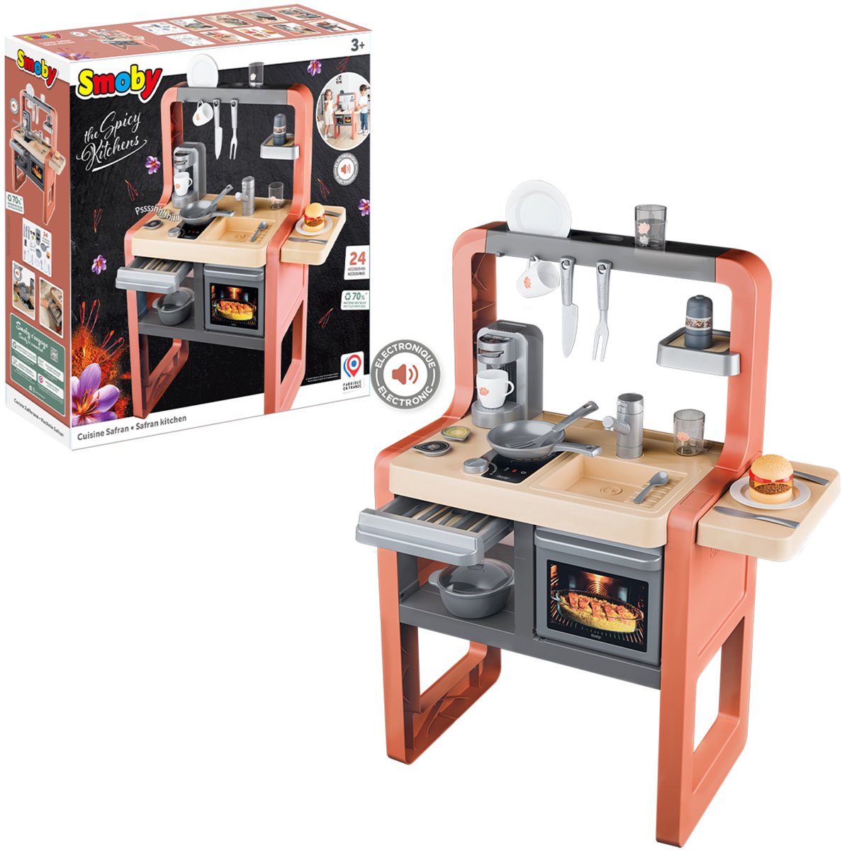 Smoby - Speelgoedkeuken - Safraan keuken rollenspel met tal van accessoires