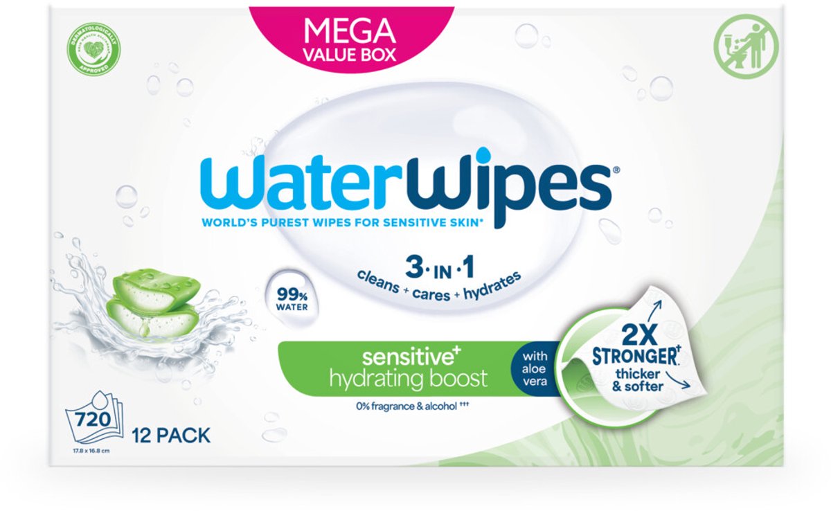 WaterWipes Baby Hydrating Clean billendoekjes | 720 stuks