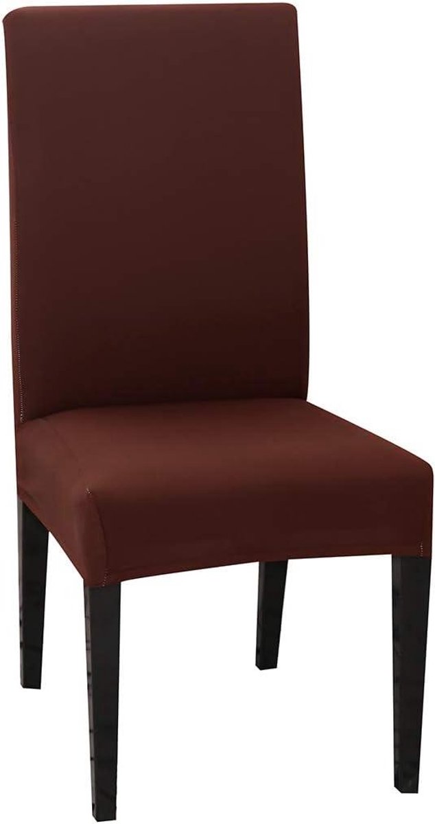 Stoelhoezen Set - Stoelbekleding Elastisch - Eetkamer Decoratie - Kreukvrij Materiaal - Voor Stoelen 45-65cm - Lichte Koffie
