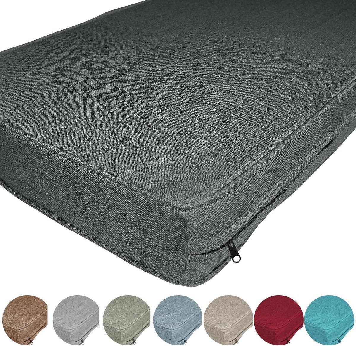 Dikke Zitkussens - Bankkussen - Buiten Zitten - Waterproof - 50x160cm - Donkergrijs