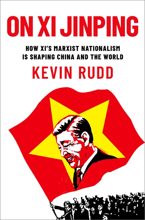 Livre "On Xi Jinping" avec un drapeau chinois rouge et jaune, titre en lettres rouges.