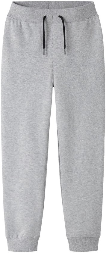 Grijze joggingbroek met opgestikte tailleband en zwarte veter.