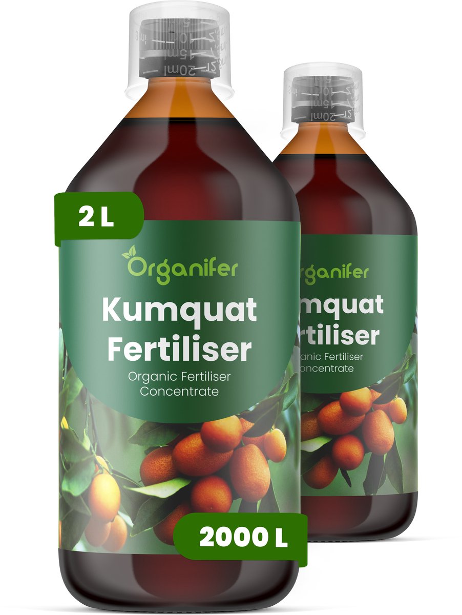 Vloeibare Meststof Voor Kumquat 2X1 L Voor 2000 L - Npk 2-1-8 - Krachtige Bloei - Vruchtvorming - Nutriëntenopname - Wortelvitaliteit - Vruchtzoetheid - Kleurintensiteit - Groenblijvend Blad - Vertakking - Droogtestress - Kuipcitrus - Organifer