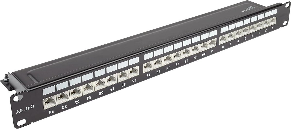 Patchpaneel - Verdelerveld Rack - Netwerk Installatie - Cat. 6A 10-Gigabit - 24-Poort 19 inch - Diepzwart