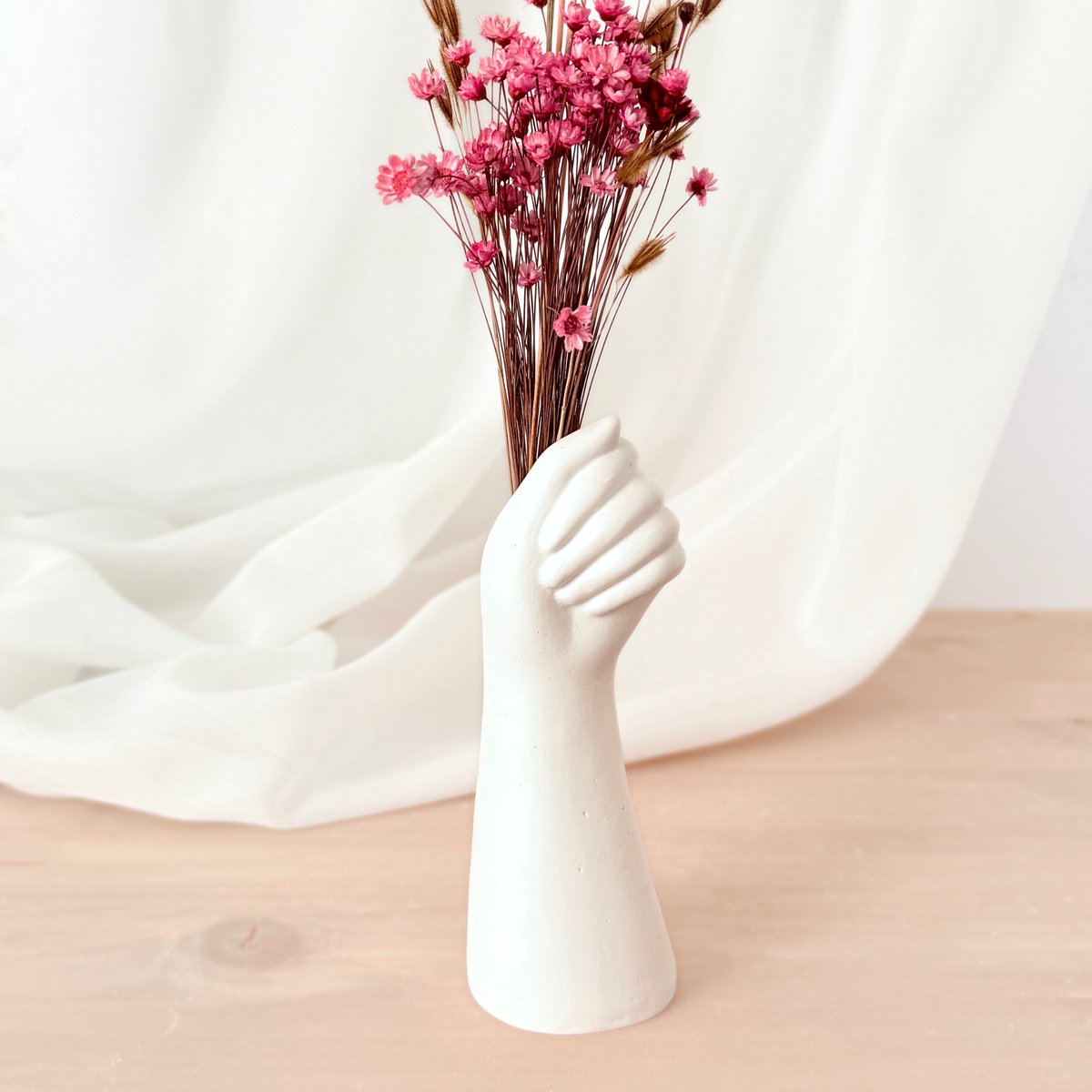 Klein vaas voor 1 bloem of droog bloemen- Hand decoratie vaasje- Wit vaasje van porseleinen gips
