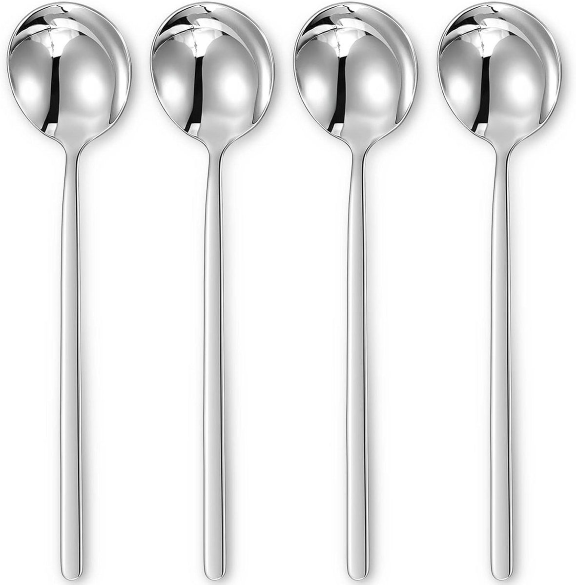 Koreaanse Soeplepels - Lange Lepels - Eten Serveren - Traditioneel Ontwerp - Set van 4 - Zilver