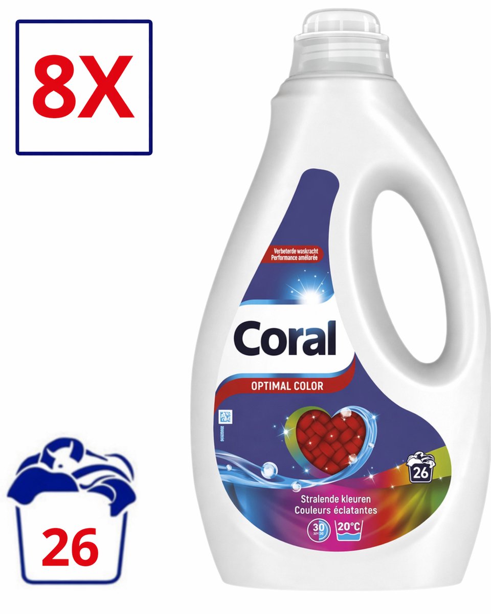 8 x Coral Vloeibaar Wasmiddel Optimal Color - 1.17 L (8x26 wasbeurten)