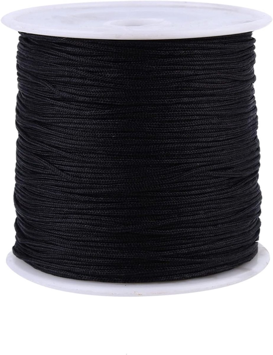 Nylon Koord voor Sieraden, 100M x 0.8MM, Geschikt voor Armbanden, Macramé en Knopen, Zwart