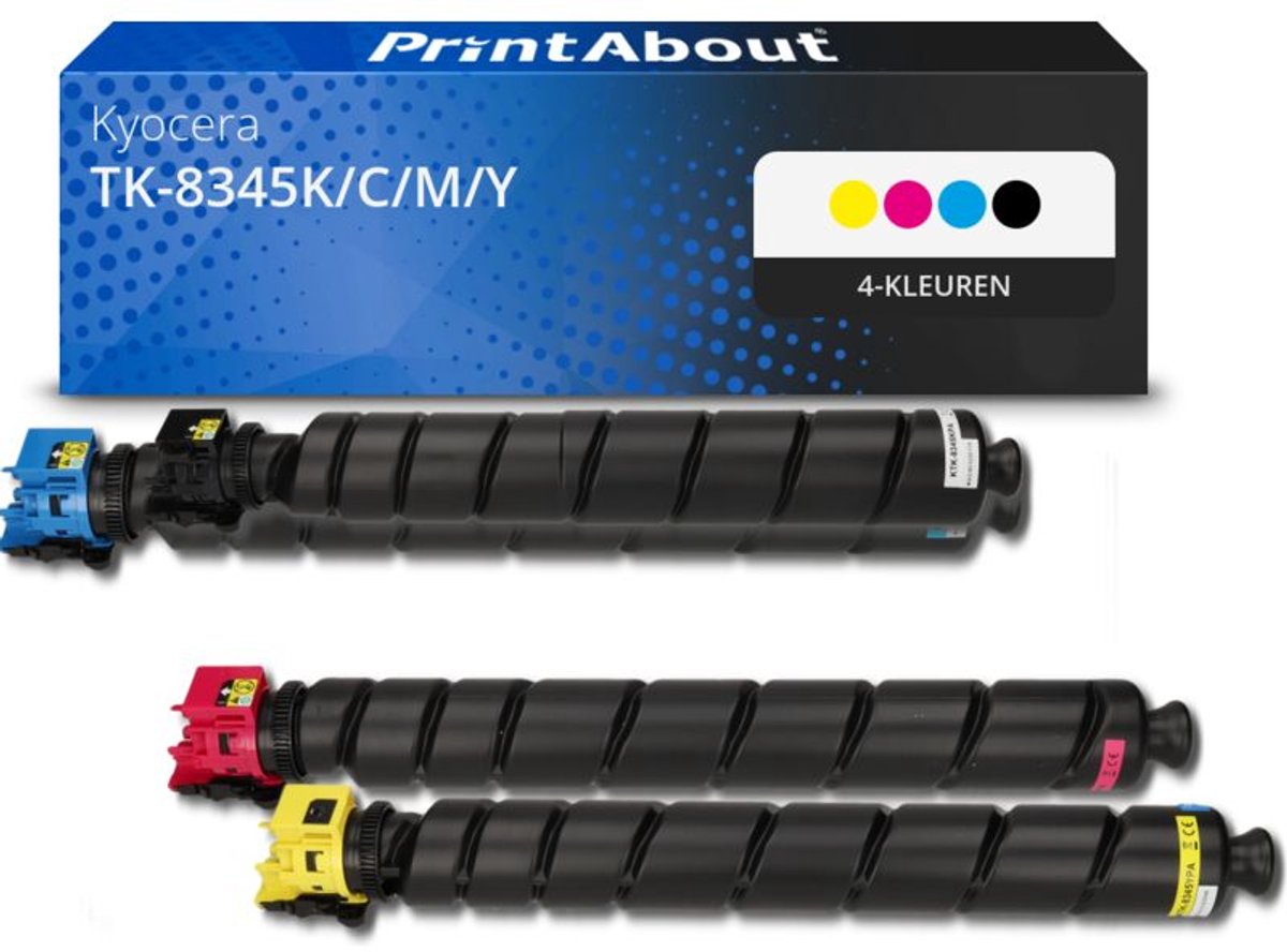 PrintAbout huismerk Toner TK-8345K/C/M/Y 4-kleuren Multipack geschikt voor Kyocera