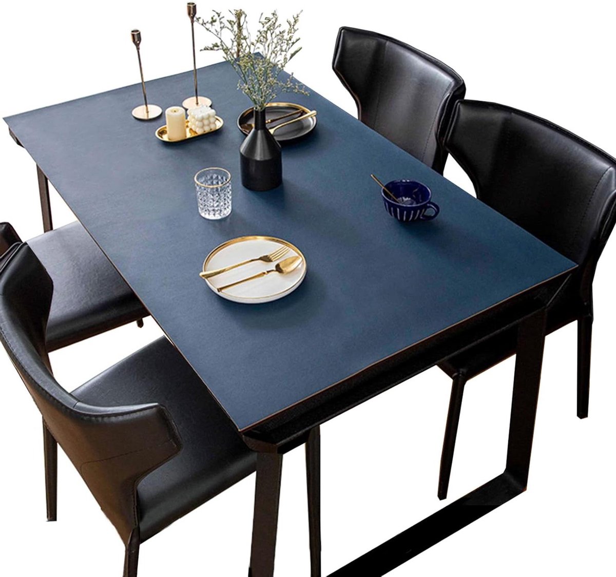 Tafelkleed Bescherming - Bureau Onderlegger - Werkplek Beschermen - Dubbelzijdig Bruikbaar - 70 x 120 cm - Donkerblauw Geel