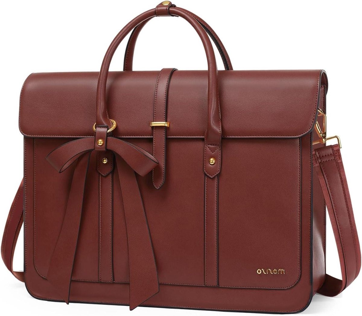 Laptoptas Dames - Schoudertas Handtas - Zakelijk Reizen - Waterproof PU Leer - 45 cm - Bruin