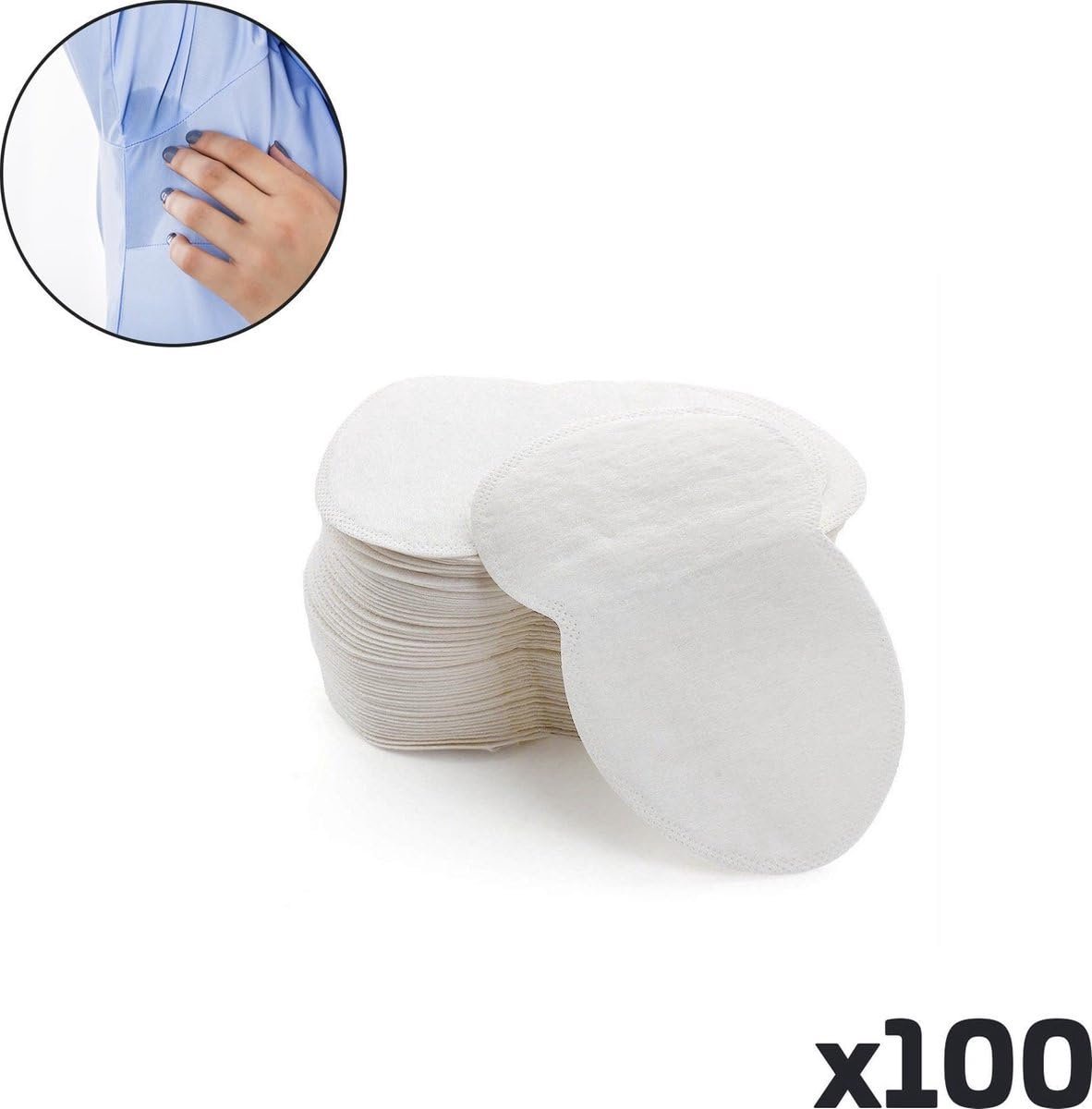 Okado Okselpads 100 Stuks – Anti Transpiratie Pads – Hypoallergeen Katoen – Wegwerp Zweetpads voor Kleding – Wit