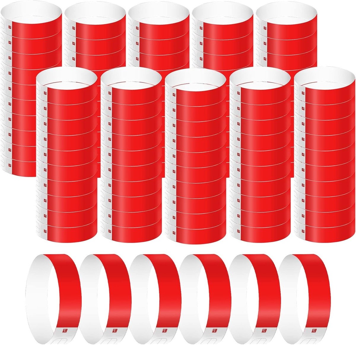 1000 Stuks Waterdichte Neon Papieren Polsbandjes voor Evenementen, Feesten en Festivals - Toegangsbandjes voor Concerten en Wedstrijden (Rood)