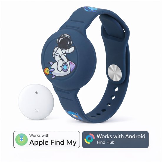Kinder horloge - GPS armband – Werkt met Android Find My Hub – Waterdicht – Inclusief Tracker - Met Geluidssignaal