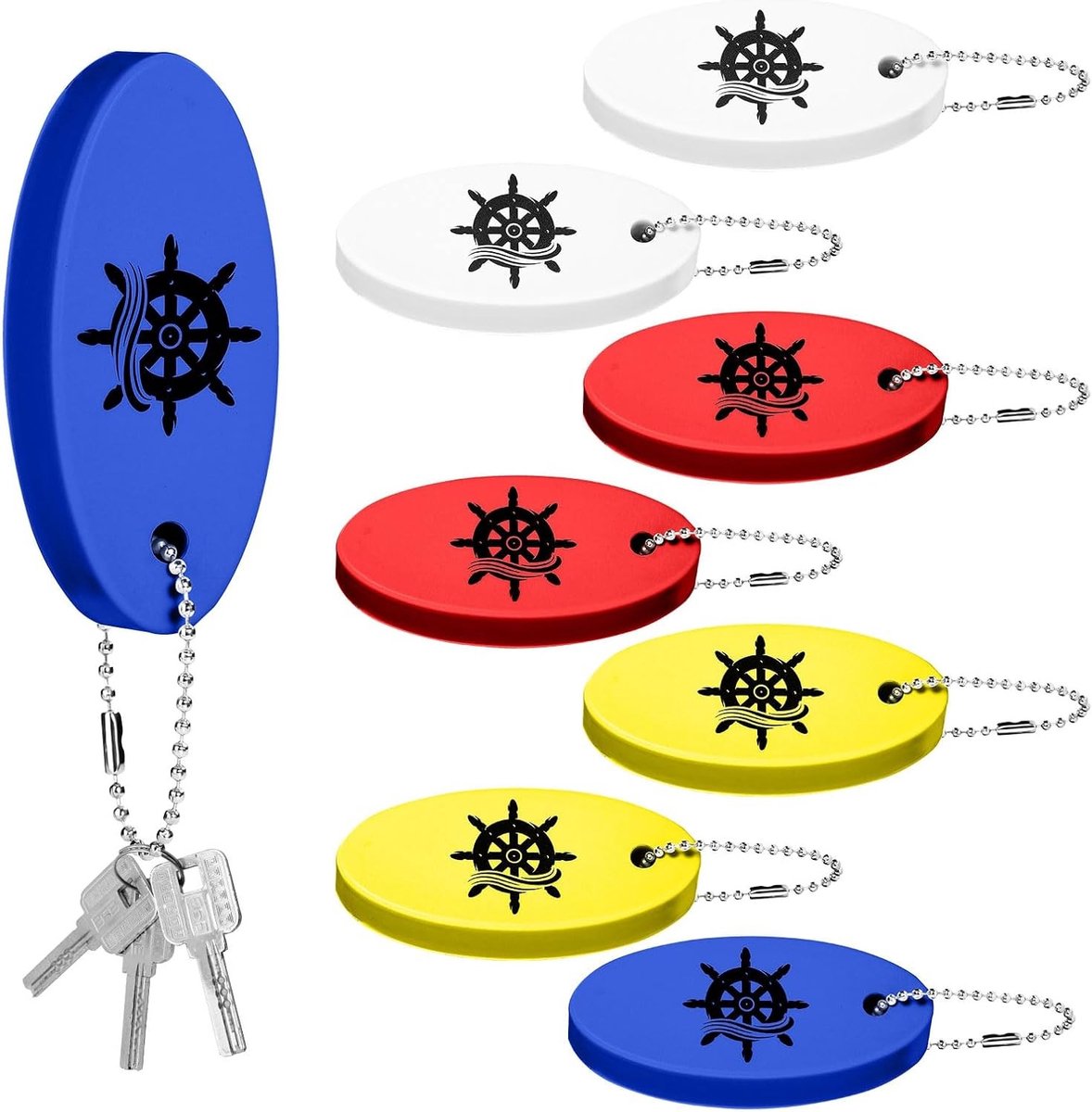 8-delige Drijvende Sleutelhanger Set, Drijvende Sleutelhangers voor Boot, PU Schuim Rescue Sleutelhangers voor Vissen, Zeilen en Watersporten (4 Kleuren)
