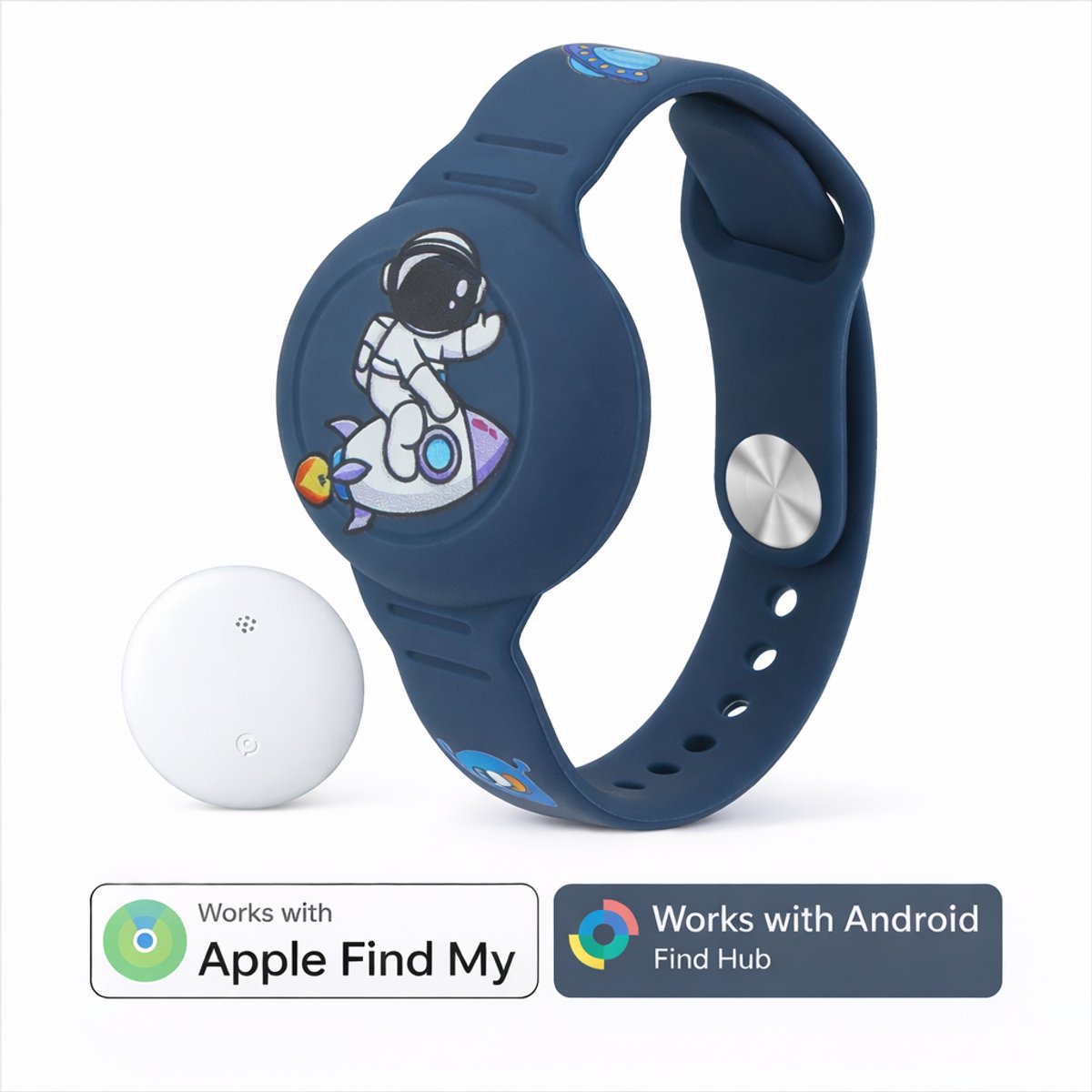 Kinder horloge - Locatie Tracker - Werkt met Apple Find My - Armband inclusief tracker - Geschikt voor AirTag - Met Geluidssignaal - Waterdicht