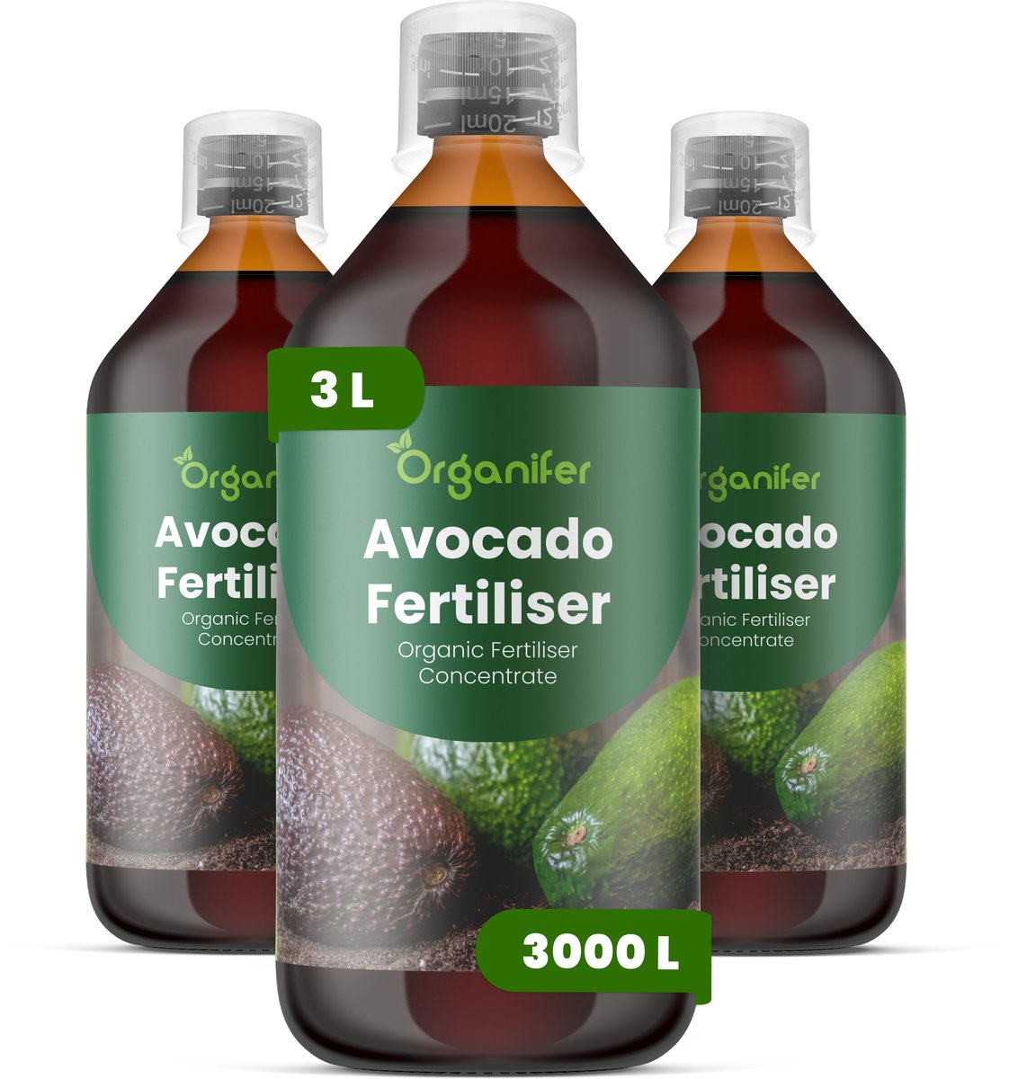 Vloeibare Meststof Voor Avocado 3X1 L Voor 3000 L - Npk 2-1-8 - Avocadobomen - Krachtige Groei - Sterke Takken - Bladgezondheid - Kleurintensiteit - Kroonontwikkeling - Sterk Wortelstelsel - Nutriëntenopname - Herstel Na Snoei - Organifer