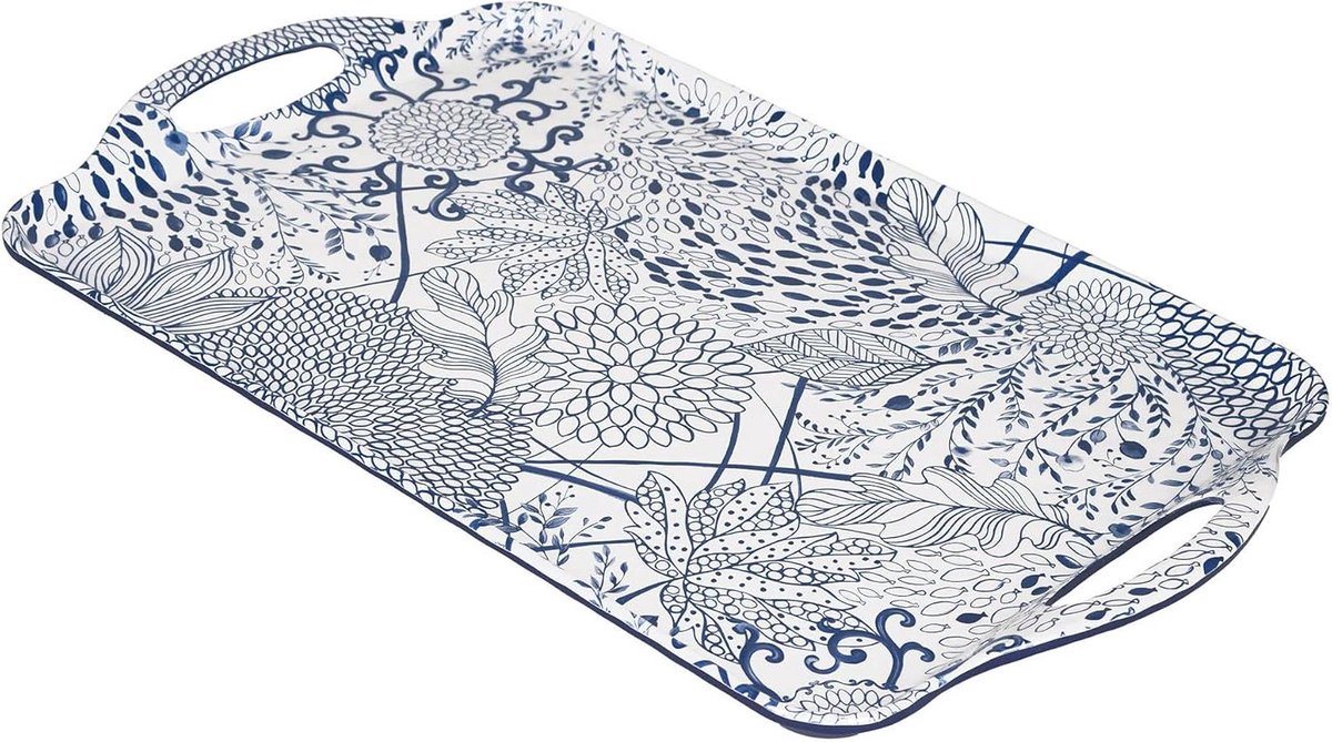 Dienblad Melamine - Serveerplateau - Eten Serveren - Vaatwasserbestendig - 49 x 29.5 cm - Blauw