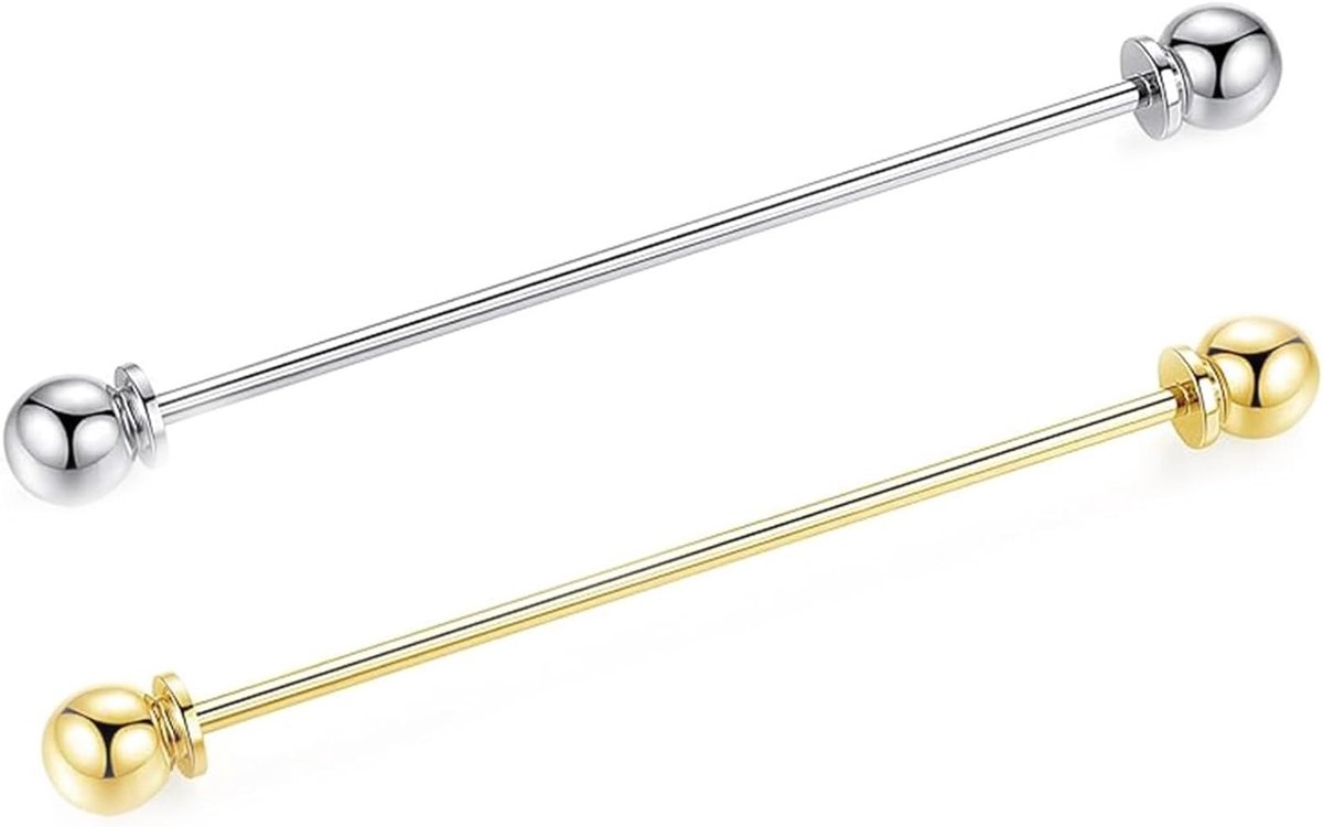 Stijlvolle metalen stropdaspen in zilver voor heren - Kraagspeld, stropdasclip en reversspeld voor formele kleding en accessoires