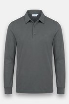 Vercate - Heren Polo Lange Mouw - Strijkvrij Poloshirt - Grijs - Slim Fit - Excellent Katoen - Maat L